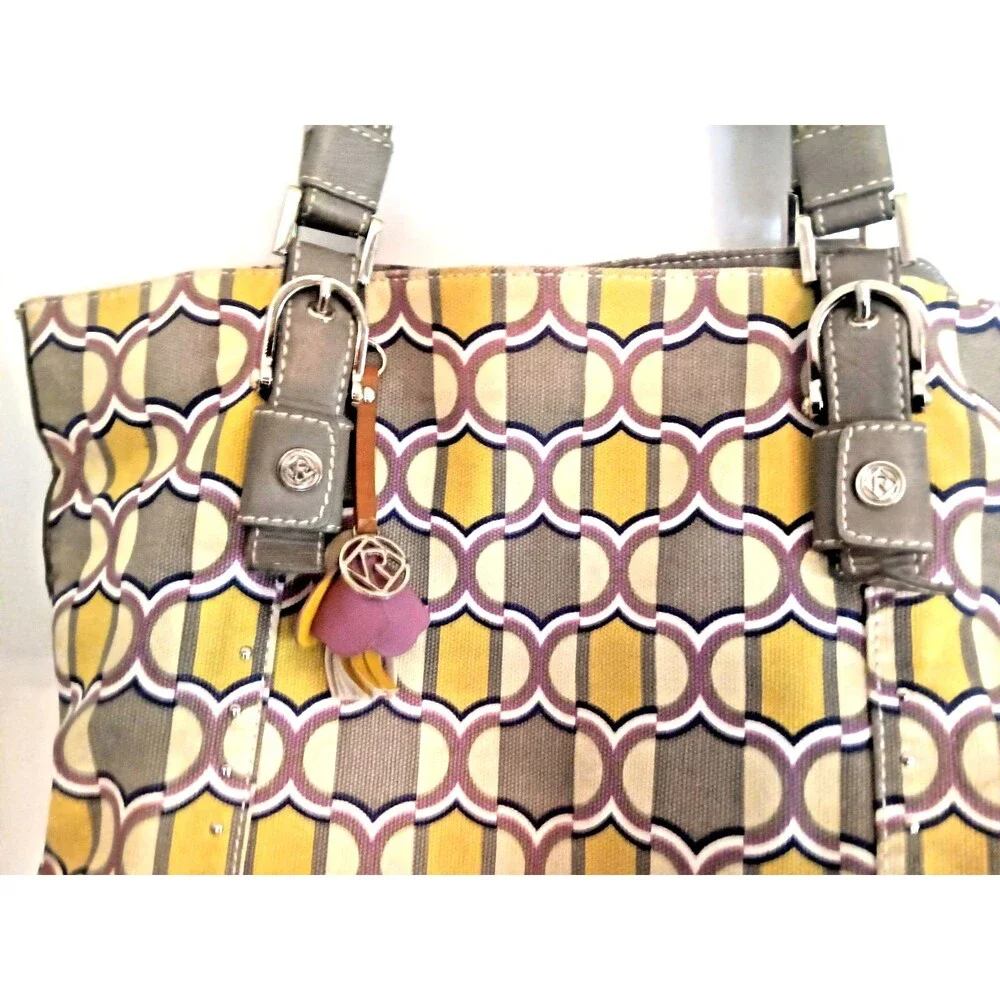 RELIC by Fossil Purse Bag Hobo Print Y2K Yellow/Gray
